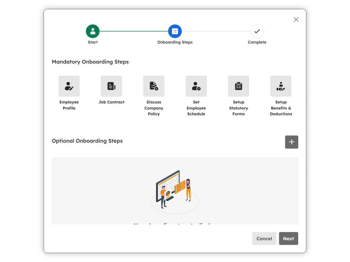 Setup Onboarding Steps modal