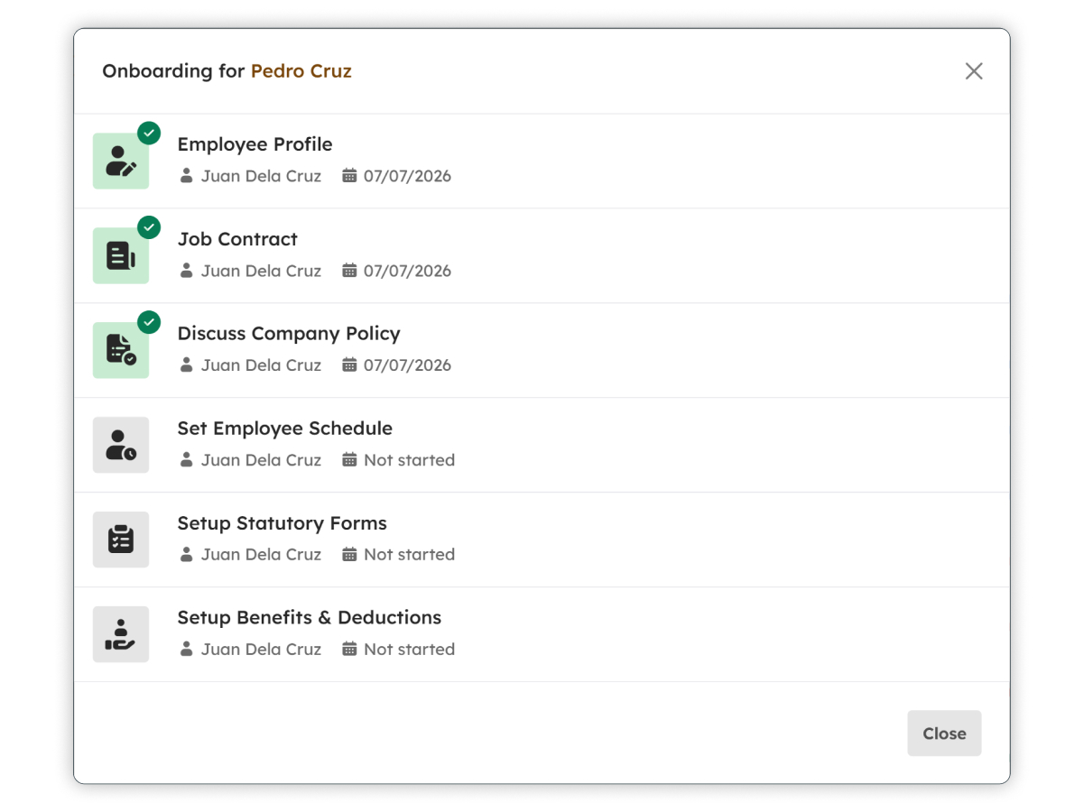 View Onboarding modal