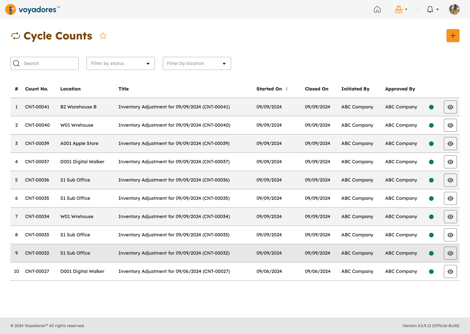 Cycle Counts page