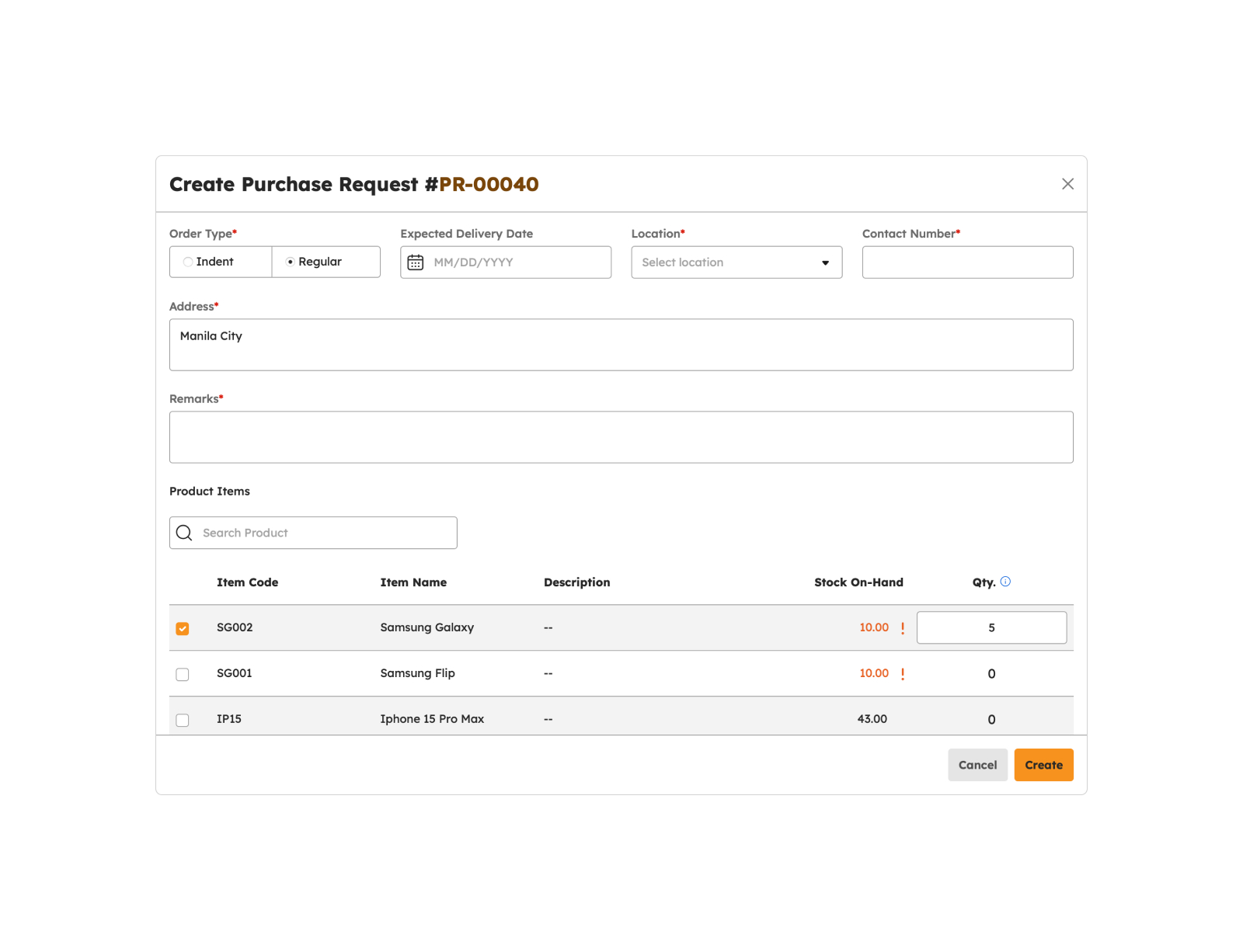 Create Purchase Request