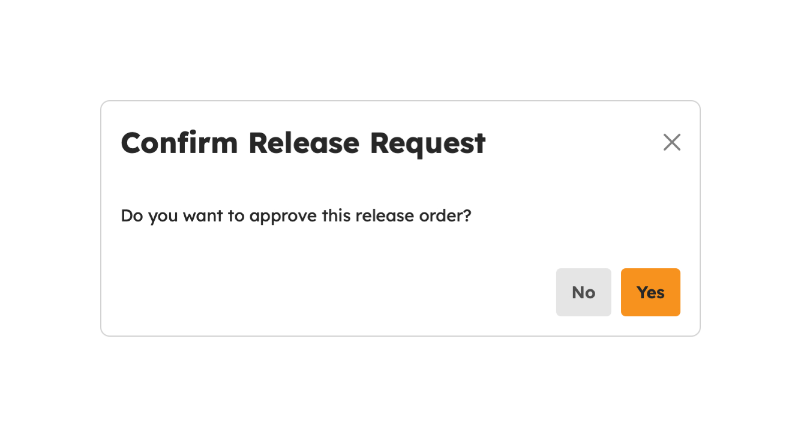 Confirm Approve Release Order modal