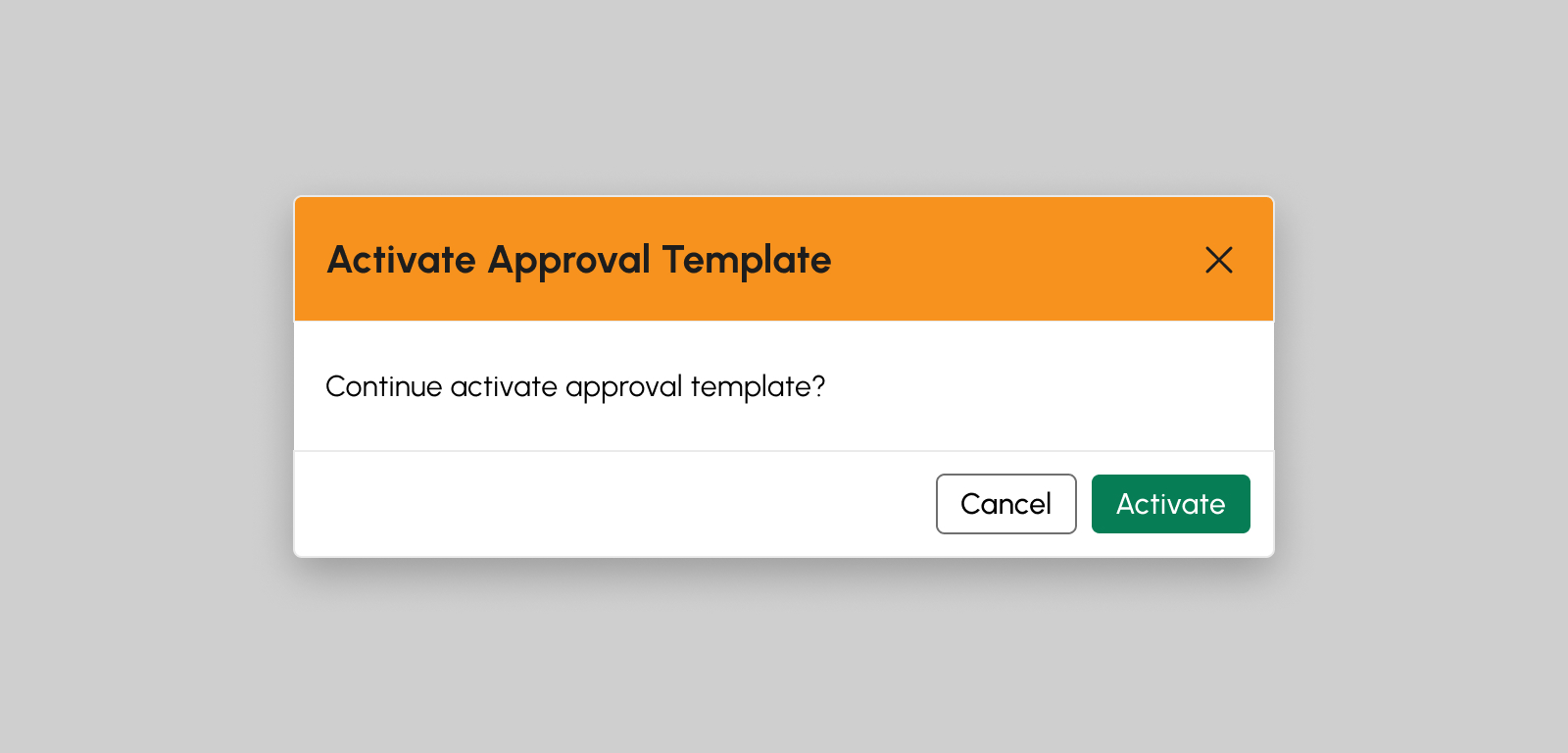 Activate Approval Template modal