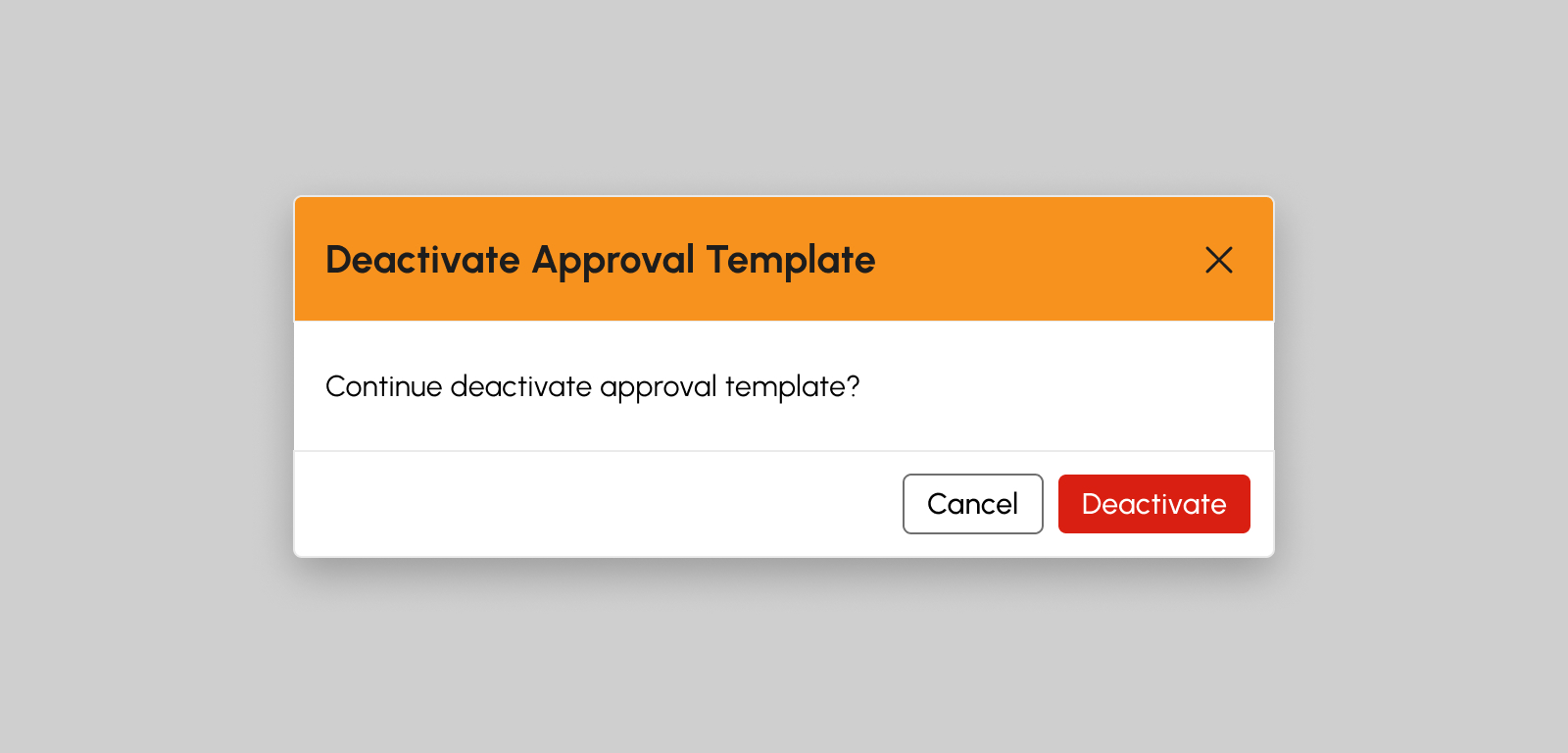 Deactivate Approval Template modal