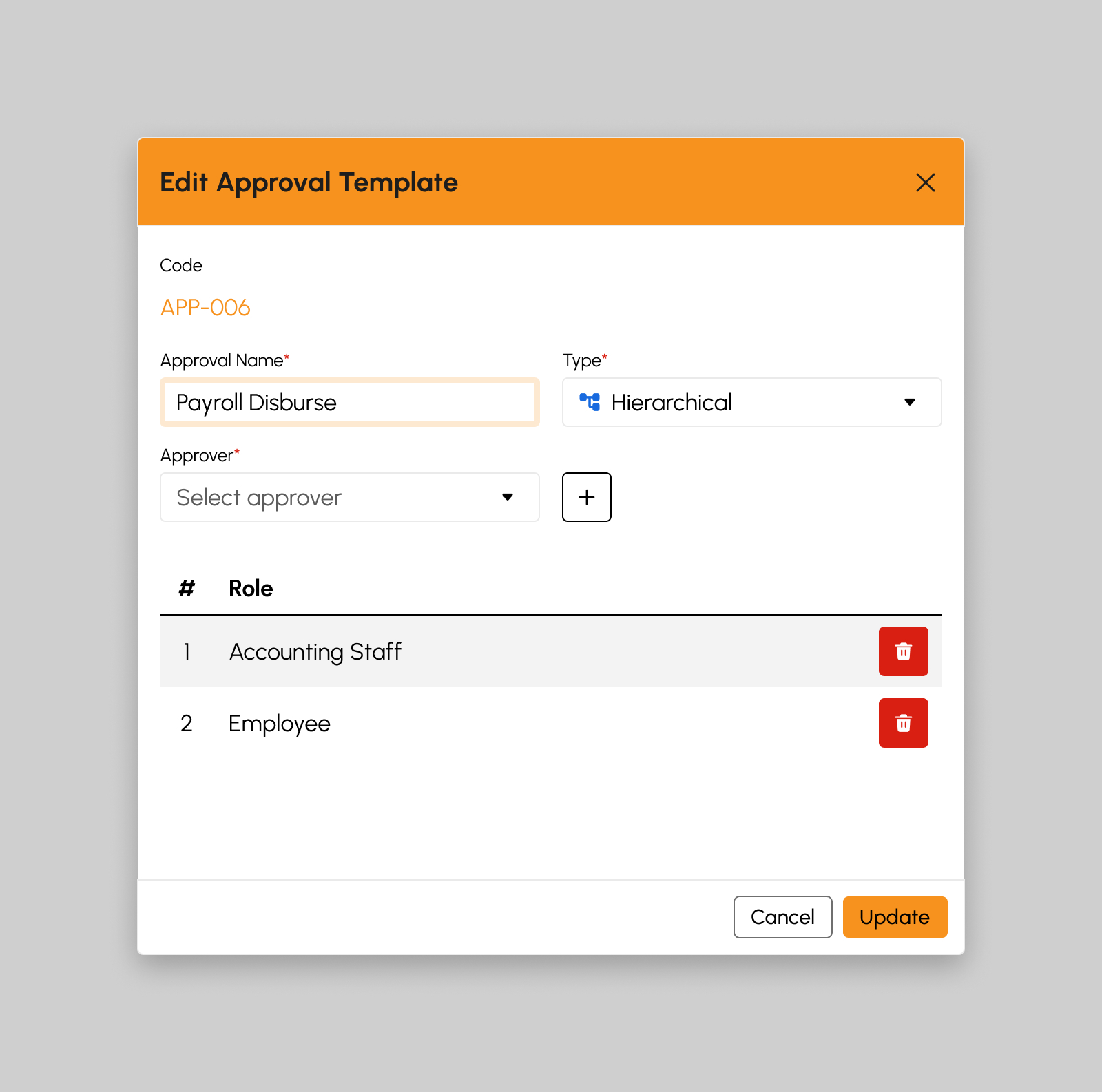 Edit Approval Template modal