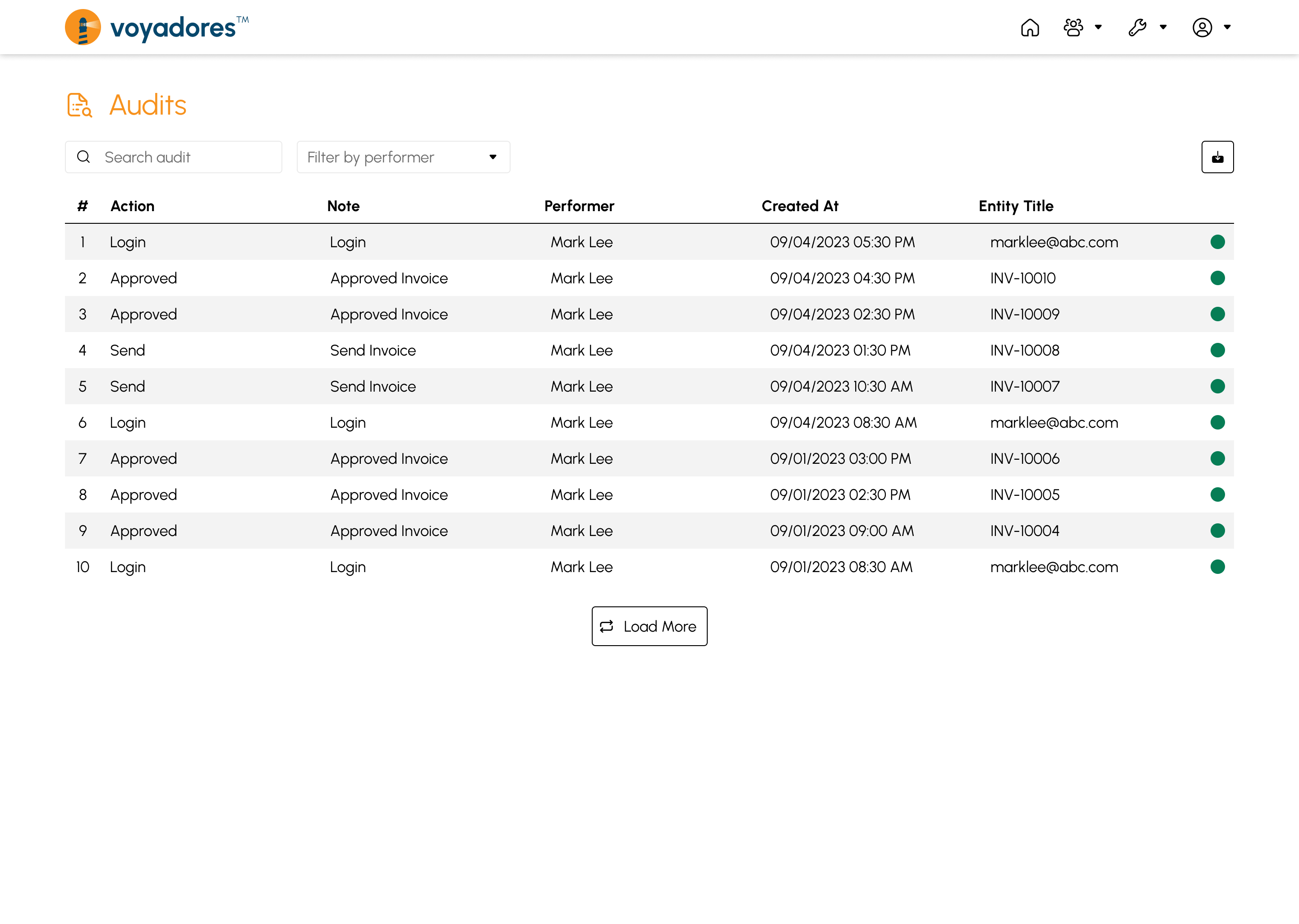 Audit Trail page