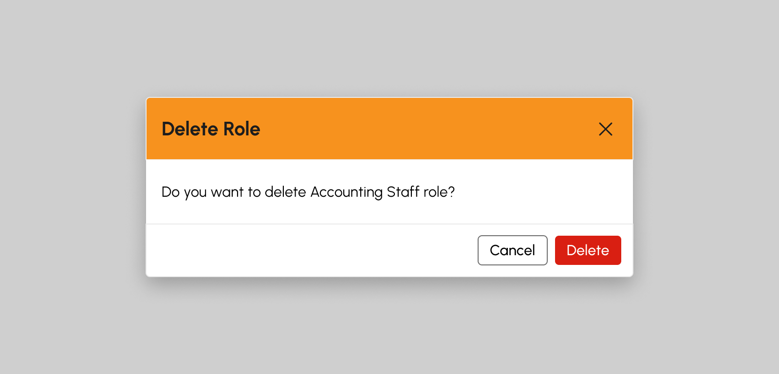 Delete User Role modal