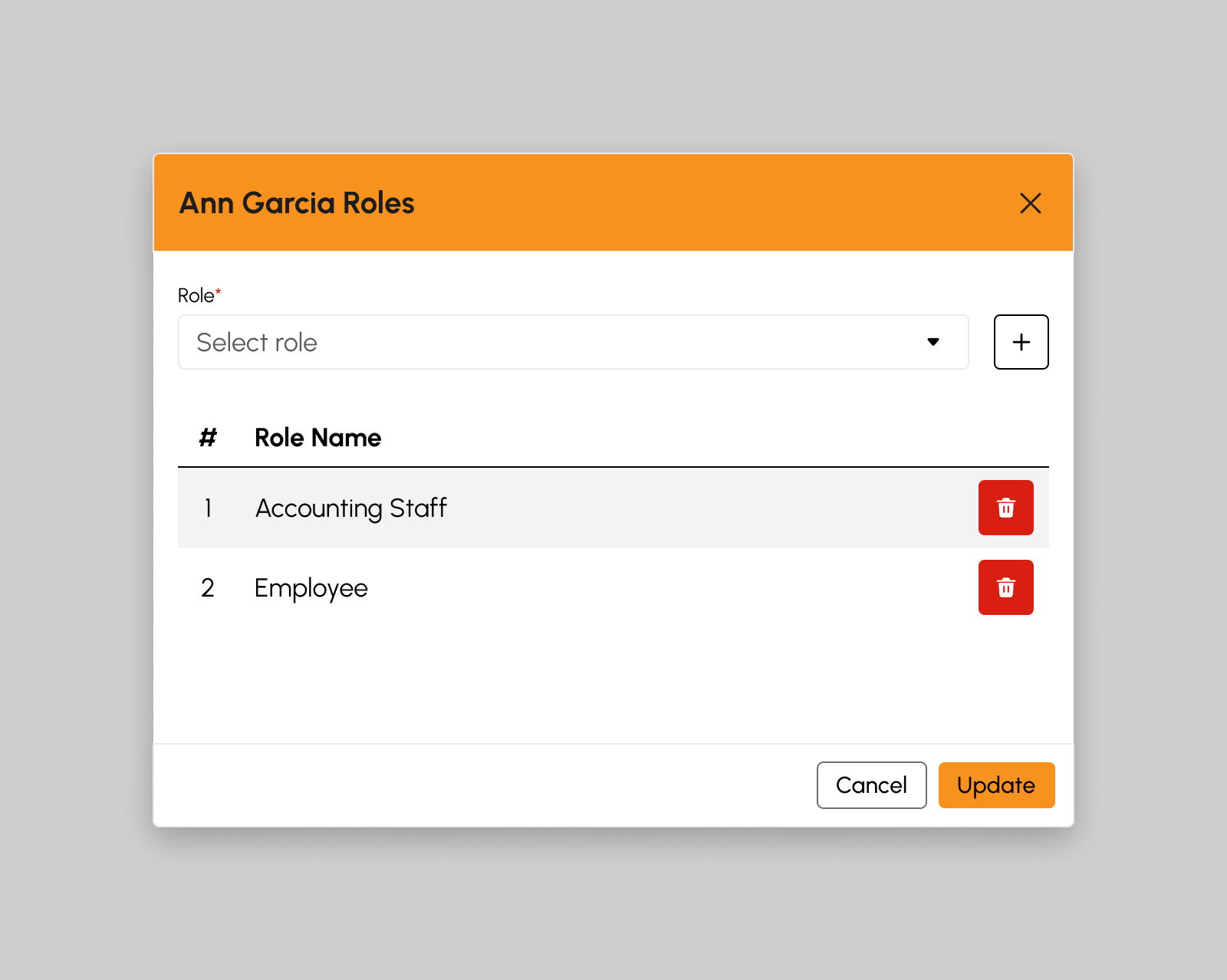 Edit User Roles modal